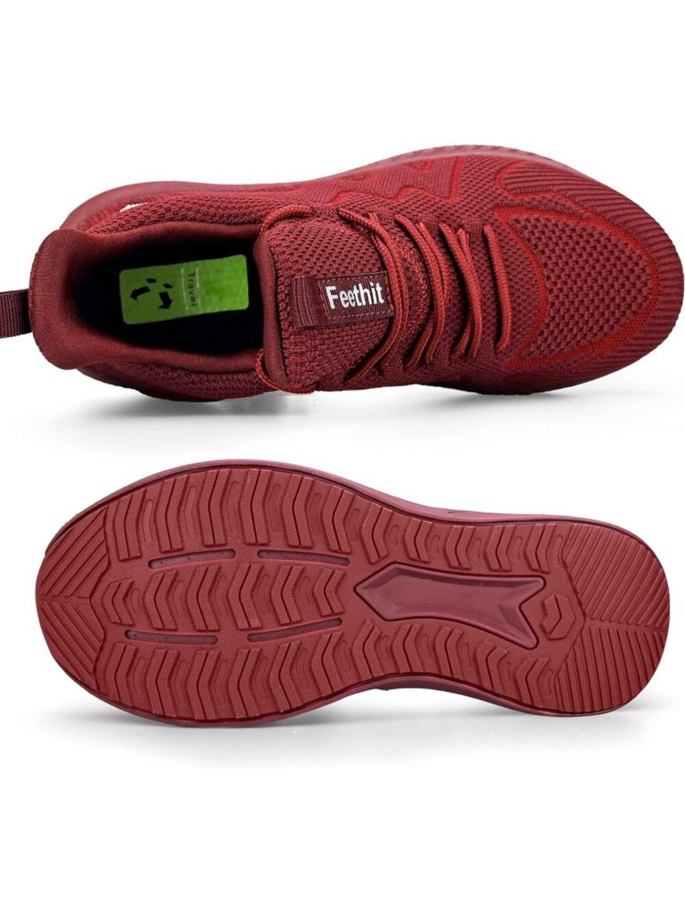 Women's Burgundy Mesh Lightweight Slip on Sneakers for Travel Athletic Shoes - Picture 6 of 6